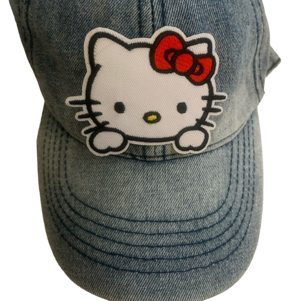 Hello Kitty ball cap denim adjusts NWT patch fun summer fun fan gift beach